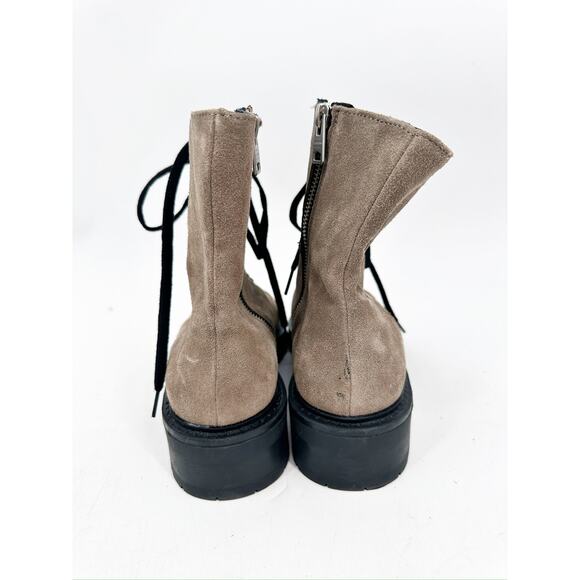 All Saints Dusty Cap Toe Combat Lug Sole Lace Up Brown Boots Size 8 - Picture 2 of 7